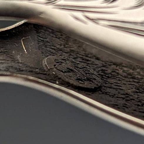 米国アンティーク 純銀製 細密装飾 携帯用折りたたみ式眼鏡 ロニエット チェーン付き